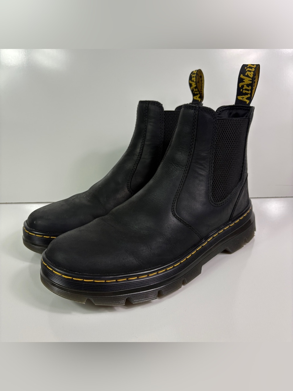 Dr. Doc Martens Air Wair Embury Chelsea BOOTS Black Slip On Men 10/women 11